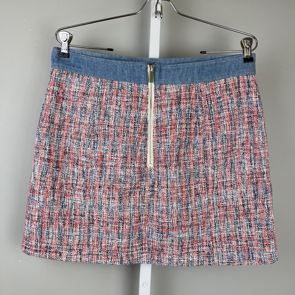 House of Harlow 1960 Mini Skirt‎ Womens 10 Tweed Denim Pink Blue Coquette - Picture 5 of 6